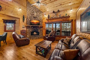 TV, fireplace, video games, DVD player