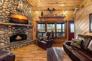 TV, fireplace, video games, DVD player