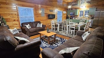 Smart TV, fireplace, video games, table football