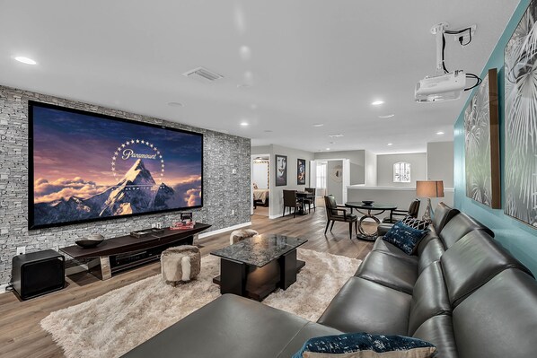 TV, video games, DVD player, foosball