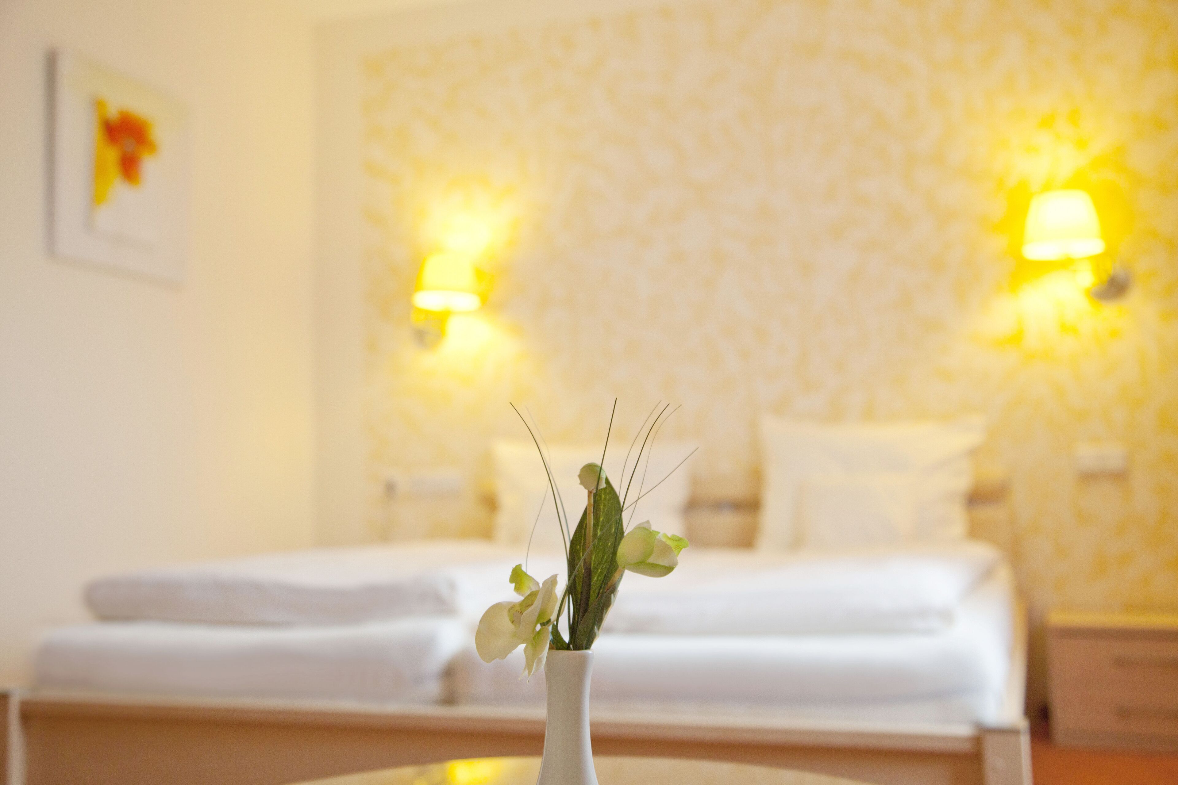 hypo-allergenic bedding, desk, blackout curtains, soundproofing