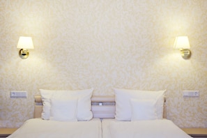 Hypo-allergenic bedding, desk, blackout curtains, soundproofing