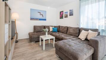 Fernseher, Kamin, DVD-Player, Tischtennisplatte