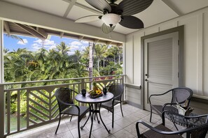 Private lanai with tropical island views