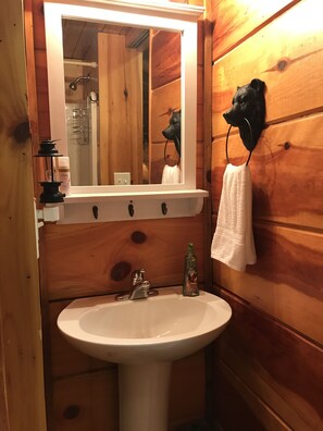 Hair dryer, towels, toilet paper