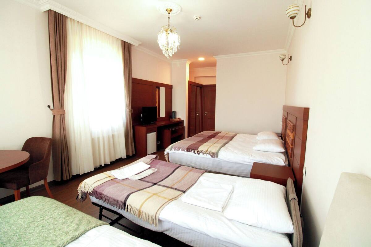 Desk, blackout curtains, individually decorated, individually furnished
