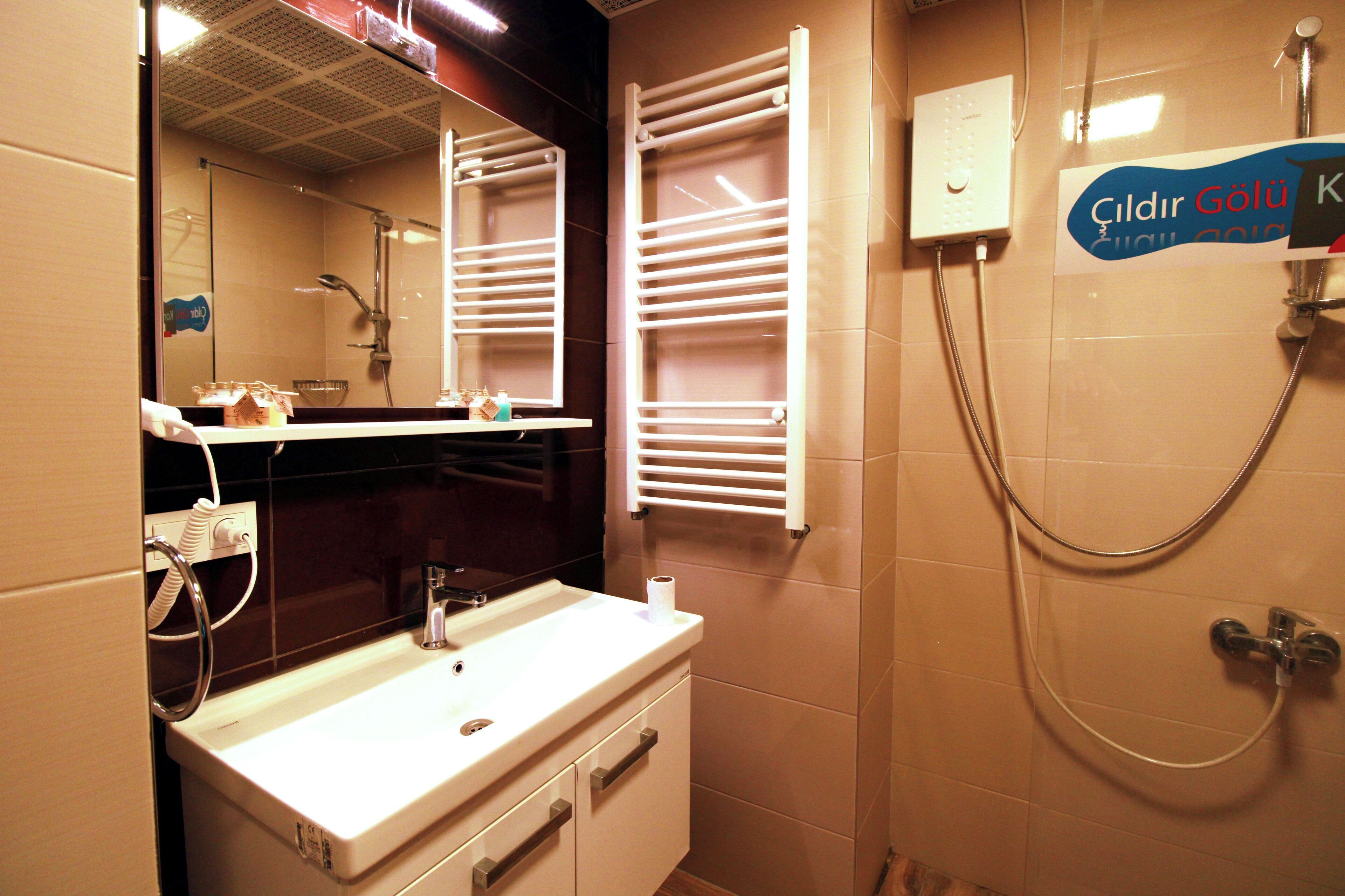 Standard Double Room, 1 King Bed | Bathroom | Shower, free toiletries, hair dryer, towels