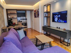 Superior Apartment | Living room | 32-inch Smart TV with digital channels, TV - Apartments FANTASY with Free Parking (Ohrid)