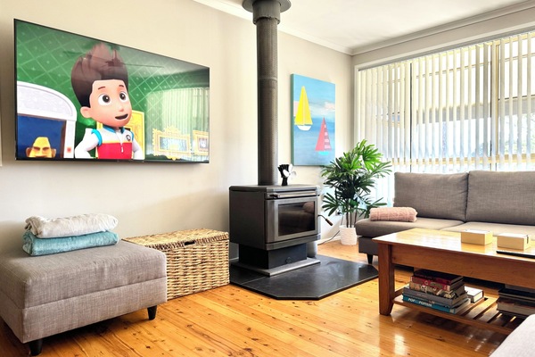 Smart TV, fireplace, Netflix, DVD player