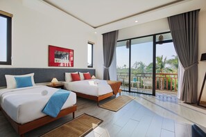Deluxe Triple Room, Balcony, Pool View | Premium bedding, down comforters, memory foam beds, minibar - Chieu Ha Village (Da Nang)