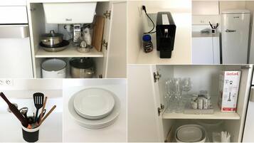 Refrigerador, microondas, horno, cafetera/tetera