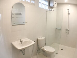 Secador de cabelo, toalhas de banho, sabonete, papel higiênico