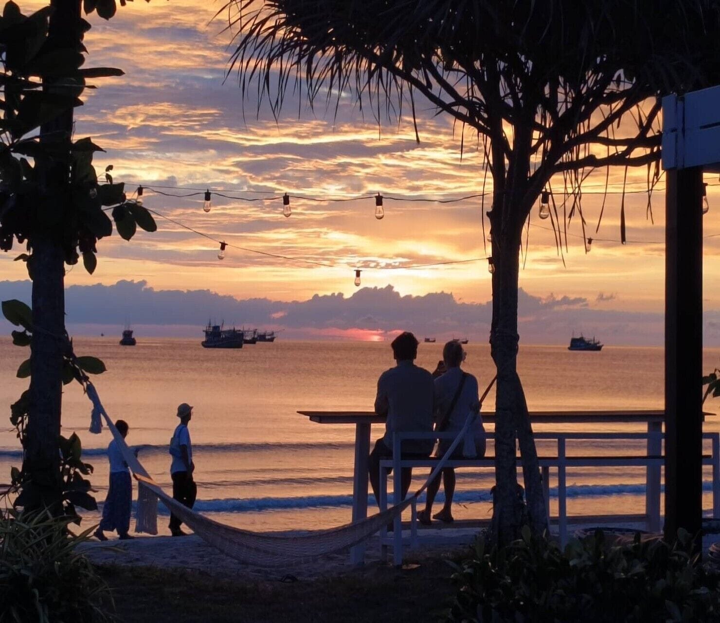 On the beach, kayaking