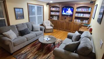 Smart TV, video games, DVD player, video library