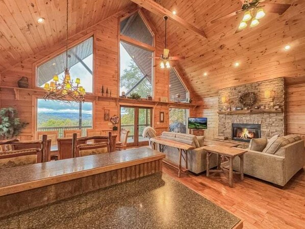 TV, fireplace, DVD player