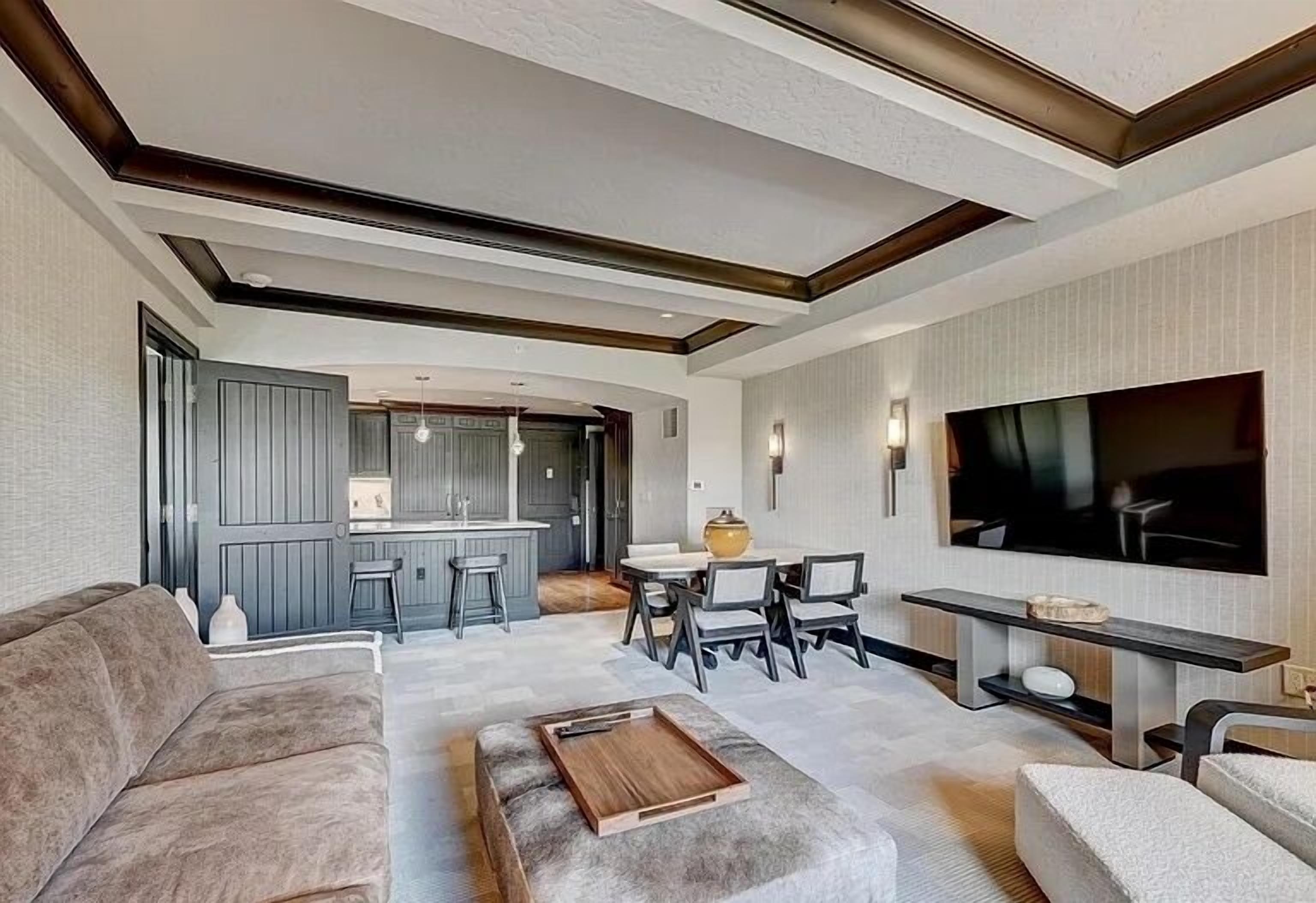 TV, fireplace, foosball, video library