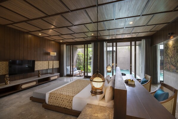 ลักซ์ชัวรี่วิลล่า, 1 ห้องนอน, สระว่ายน้ำส่วนตัว | เครื่องนอนระดับพรีเมียม, เตียงพร้อมฟูกเสริมที่นอน, มินิบาร์ฟรี