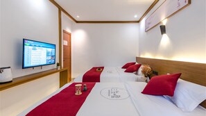 Blackout curtains, free WiFi, bed sheets