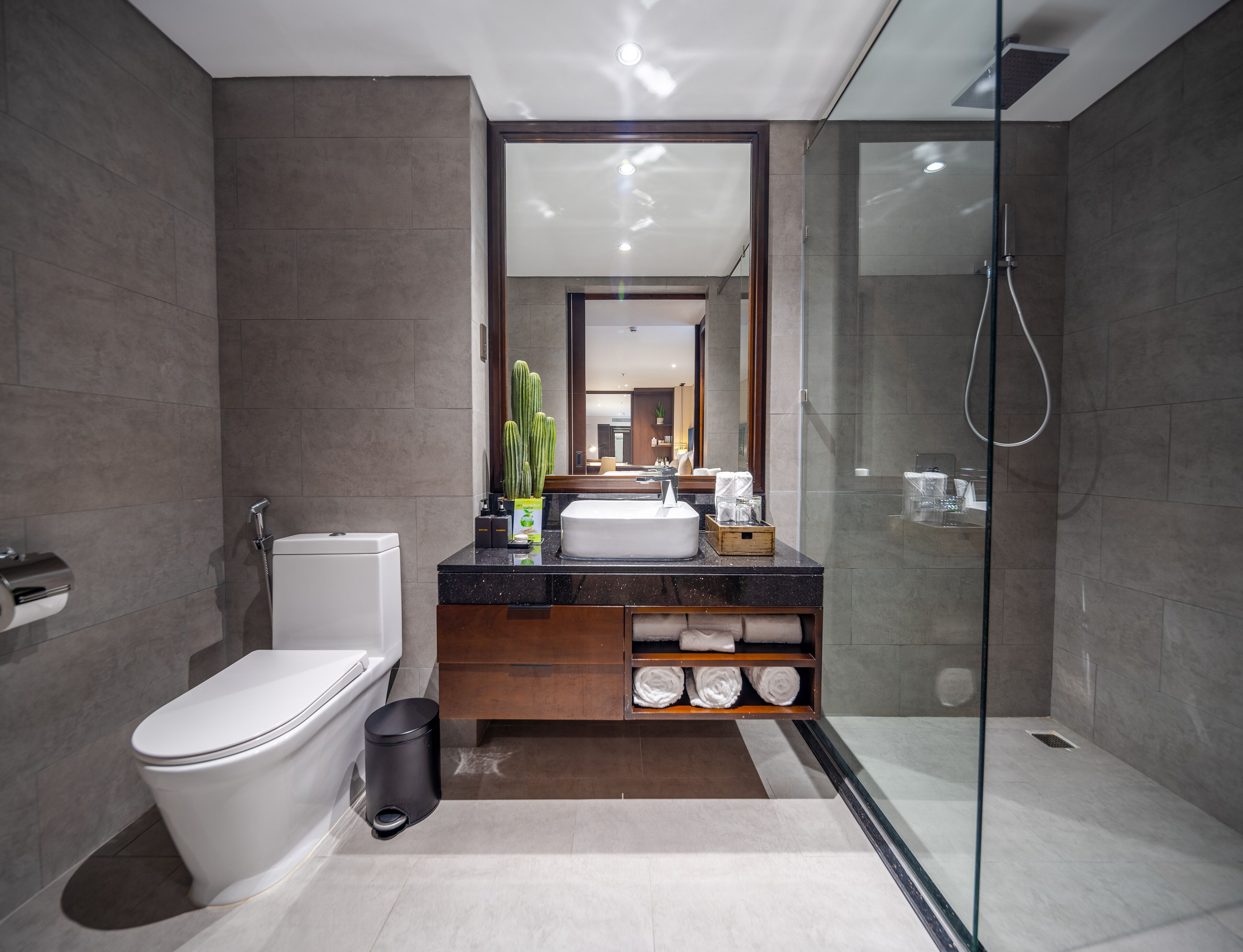 free toiletries, hair dryer, bathrobes, slippers