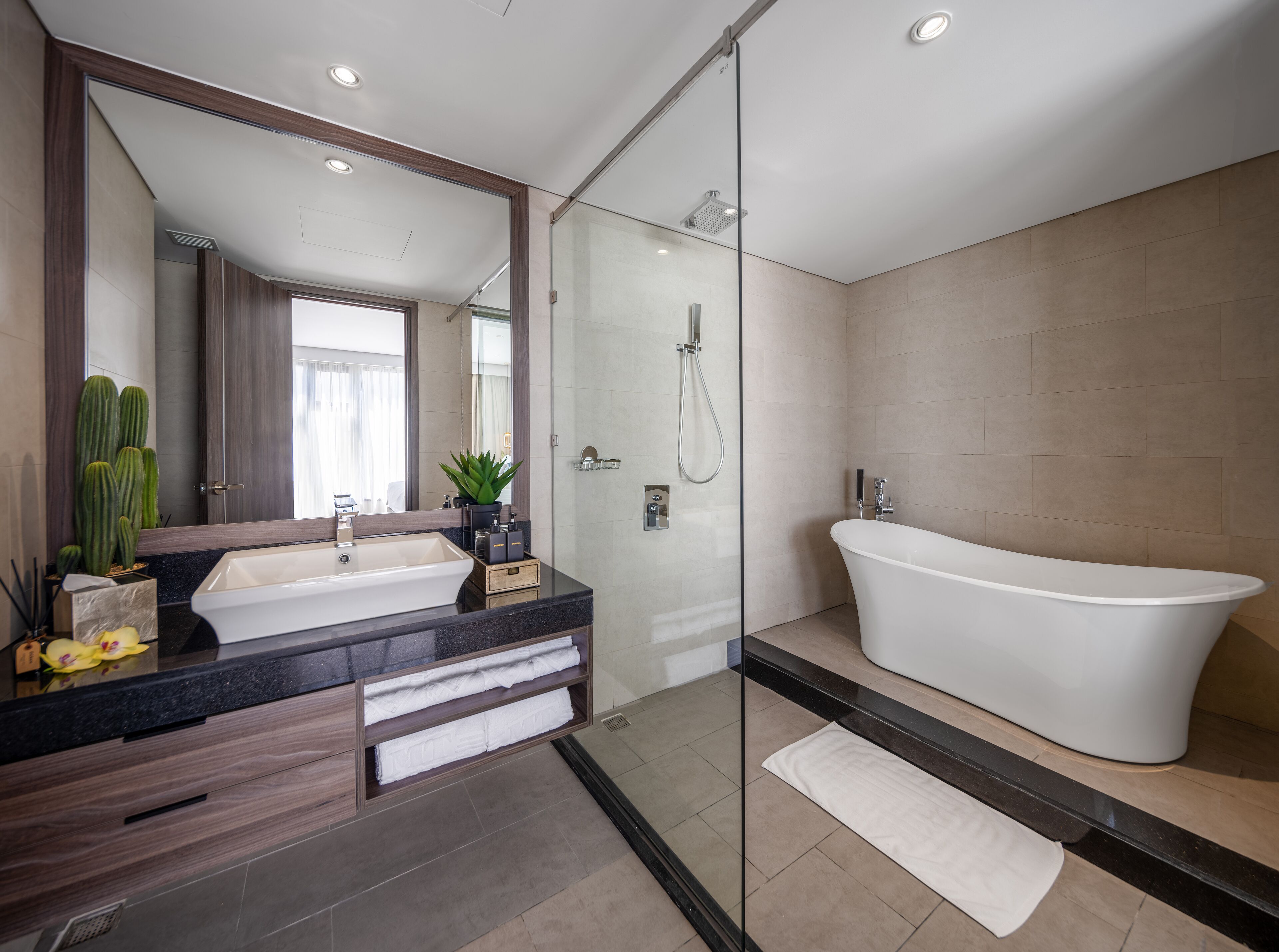 free toiletries, hair dryer, bathrobes, slippers