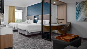 A hotel room with two beds, a desk, a chair, and a large window. - SpringHill Suites by Marriott Winchester (Winchester)