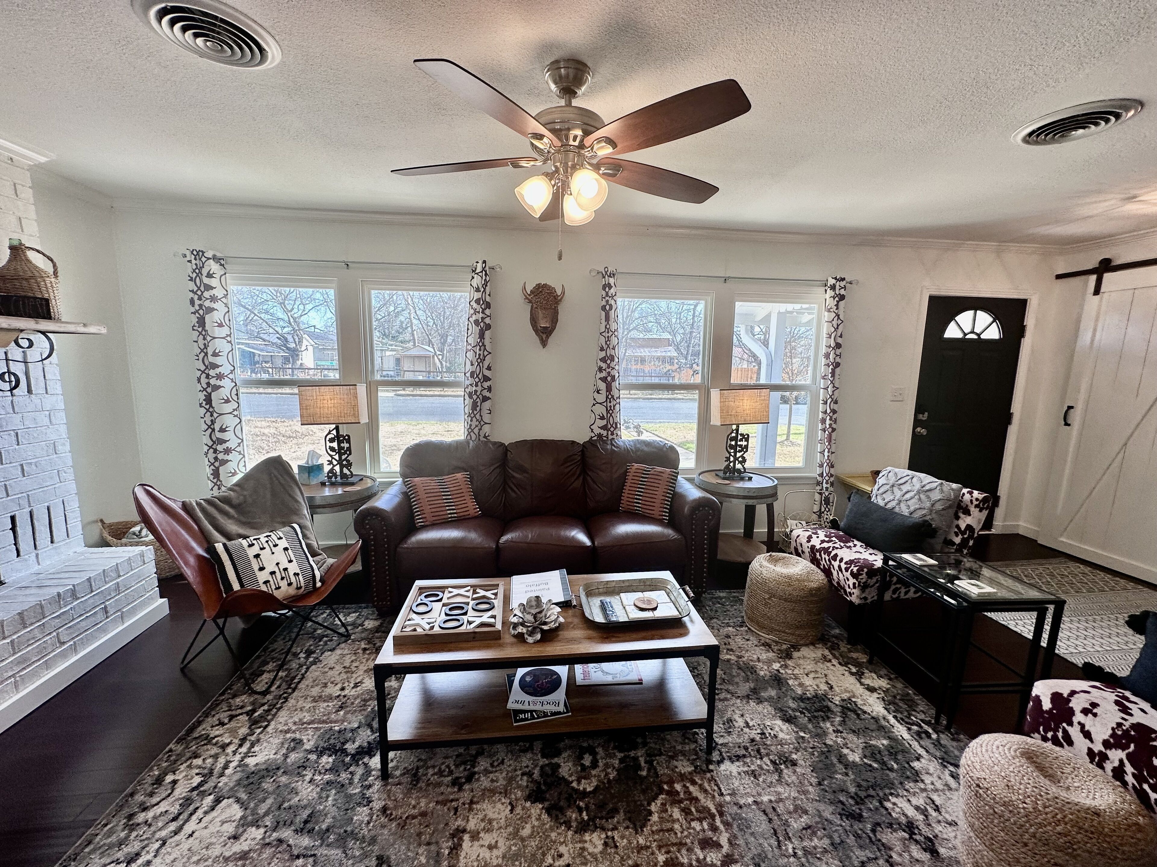 The Painted Buffalo, cozy, bright, fire pit!