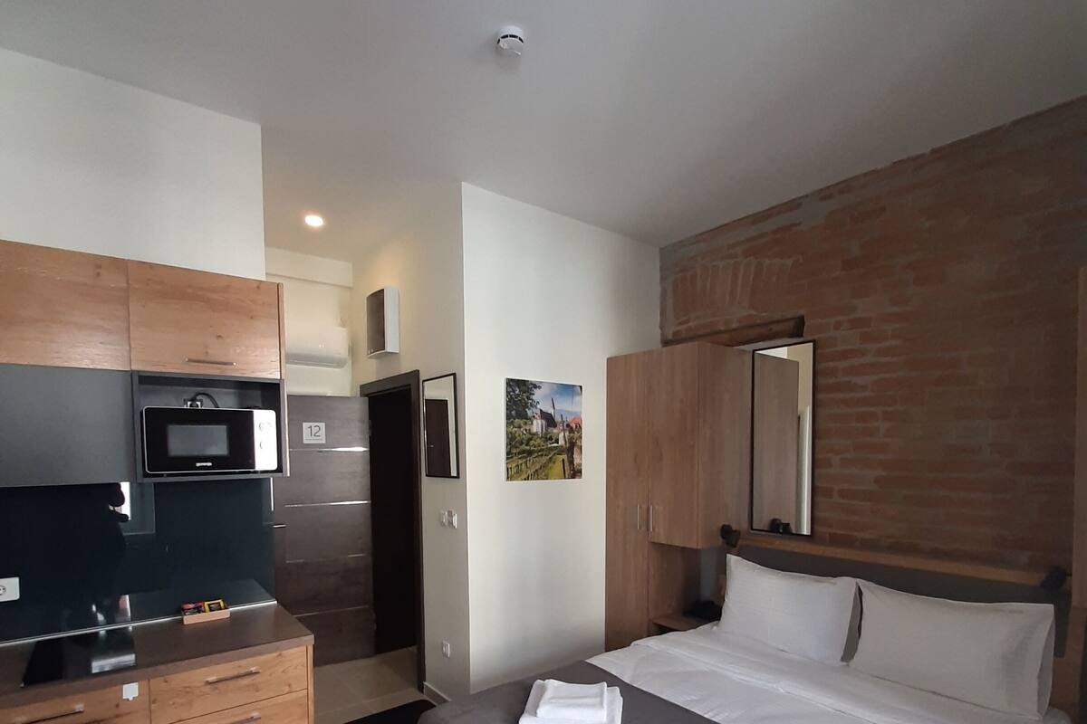 Standard Apartment | Minibar, in-room safe, desk, laptop workspace