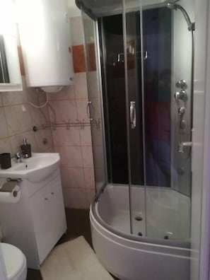 Comfort Apartment | Bathroom | Shower, towels, soap, toilet paper - Apartma Jerman (Kranjska Gora)