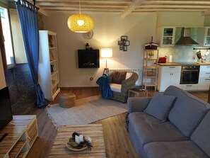 设计村舍, 2 间卧室, 露台, 海滨 | 起居区