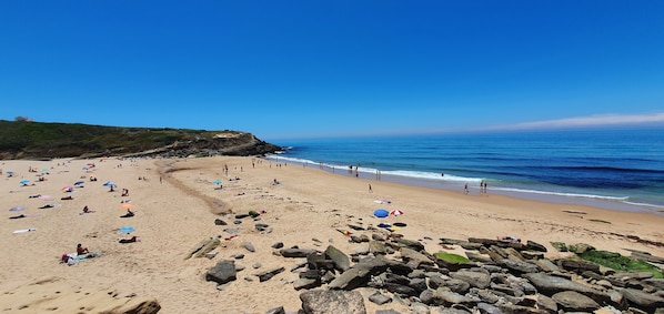 Plage à proximité, chaises longues, serviettes de plage