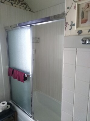 Combined shower/bathtub, hair dryer, towels, toilet paper - Home is on the original 1926-1930 Route 66 alignment (Girard)
