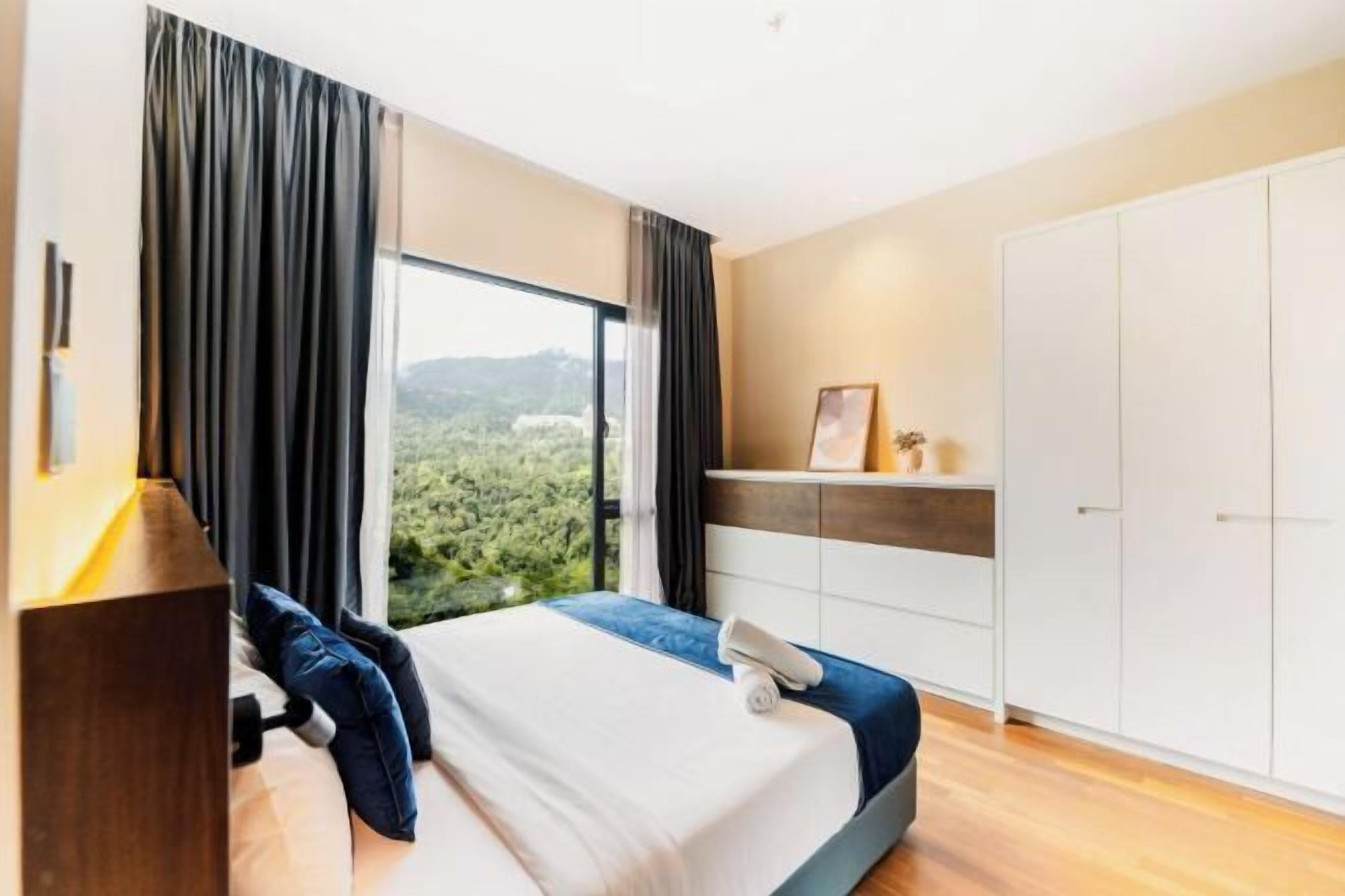 Blackout curtains, iron/ironing board, free WiFi, bed sheets