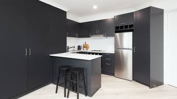 Apartment | Private kitchen | Fridge, microwave, oven, stovetop