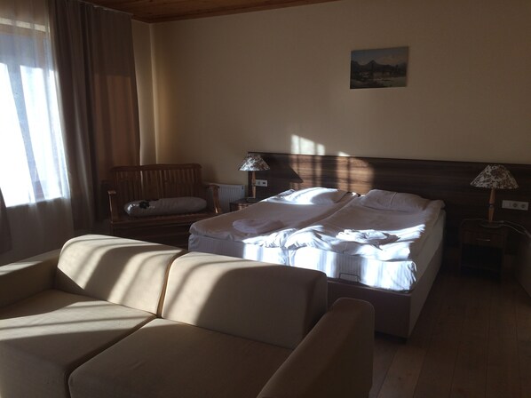 Habitación doble Deluxe | Tabla de planchar con plancha, wifi gratis y ropa de cama