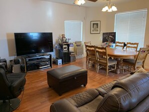 TV, video games, DVD player, stereo