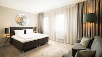 Hypo-allergenic bedding, individually decorated, blackout curtains