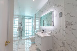 Bañera, secador de pelo, toallas