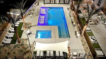 Outdoor pool, sun loungers