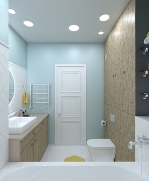 Apartment | Bathroom | Bathtub, free toiletries, hair dryer, towels