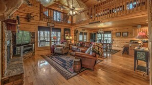 Smart TV, fireplace, DVD player, ping pong