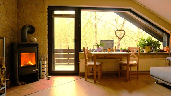 Apartment, 2 Bedrooms, Non Smoking, Fireplace | Living area | Flat-screen TV, DVD player - Ferienwohnung im Wald mit Kamin (Bad Harzburg)