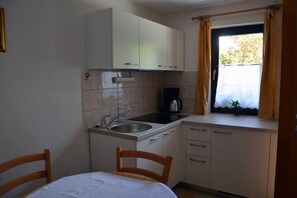 Fridge, microwave, coffee/tea maker, electric kettle