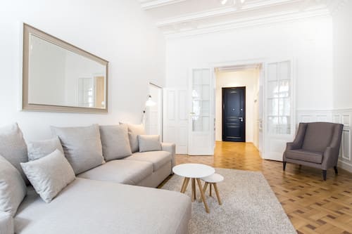 Apartamento superior (Nr. 18B, incl. cleaning fee 48 EUR) | Sala de estar | Una televisión de pantalla plana
