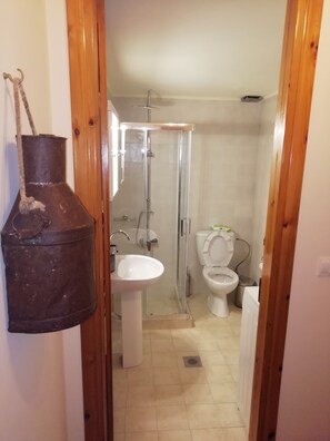 Traditional House | Bathroom | Shower, rainfall showerhead, designer toiletries, hair dryer - The Rose Garden Villa (Apokoronas)