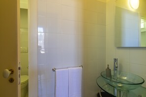 Ducha, toallas, jabón y papel higiénico