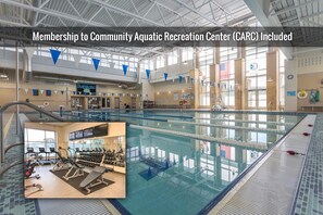 Enjoy a swim or workout at the CARC, featuring a large indoor pool and fitness equipment.
