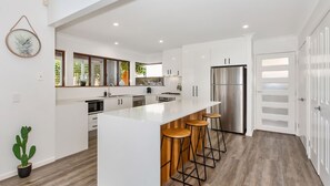 Microwave, oven, dishwasher, high chair