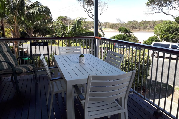 Balcony overlooking lake