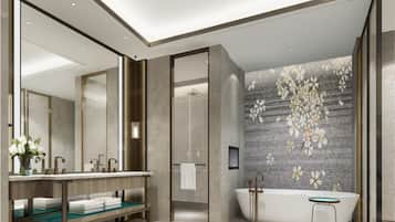 Shower, free toiletries, hair dryer, slippers