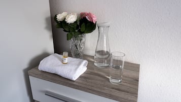 Desk, free WiFi, bed sheets